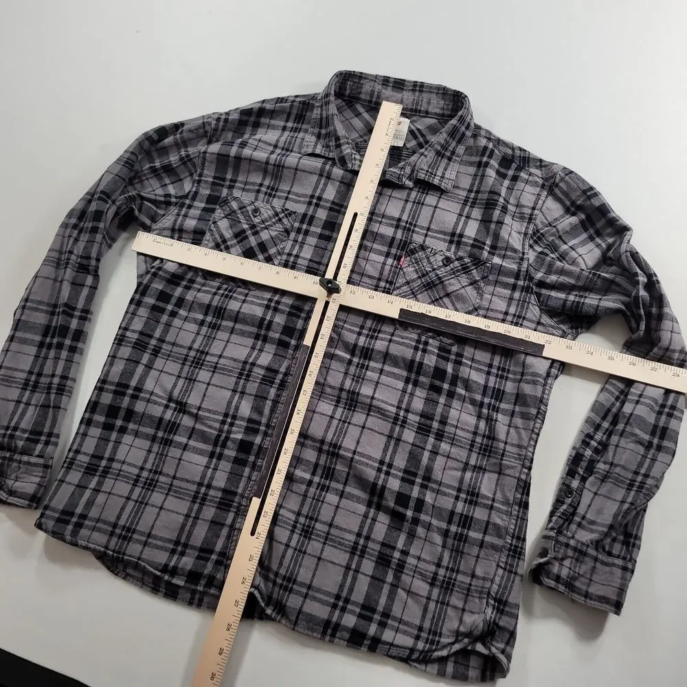 Levis Shirt Mens Large Grey Plaid Long Sleeve‎ Button Up Soft Cotton